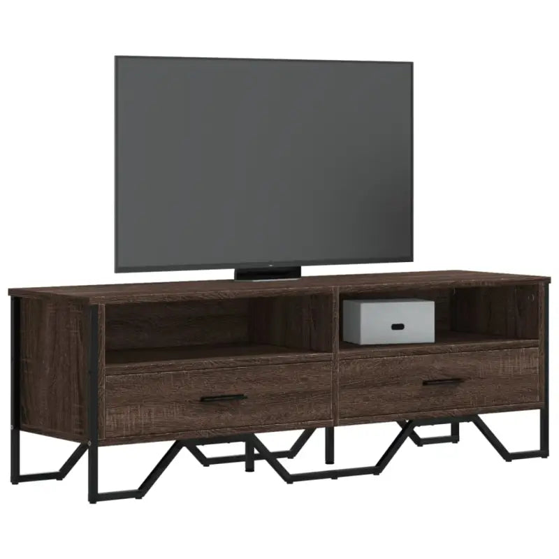 Tv-meubel van bewerkt hout met metalen handgrepen en veel opbergruimte - bruin eikenkleur / 1 - Tv-meubels