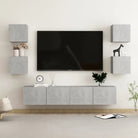 Tv-meubel van bewerkt hout met muurbevestiging en tijdloos design - Betongrijs / 1 / 160 cm - Tv-meubels