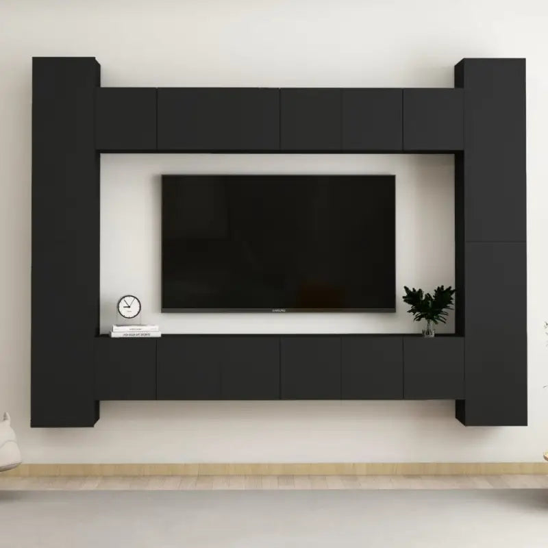 Tv-meubel van bewerkt hout met muurbevestiging en trendy design - Zwart / 1 / 60 cm - Tv-meubels