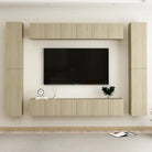 Tv-meubel van bewerkt hout met muurbevestiging voor een moderne woonkamer - Tv-meubels