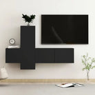 Tv-meubel van bewerkt hout met muurbevestiging voor een trendy uitstraling - Zwart / 1 / 80 cm - Tv-meubels