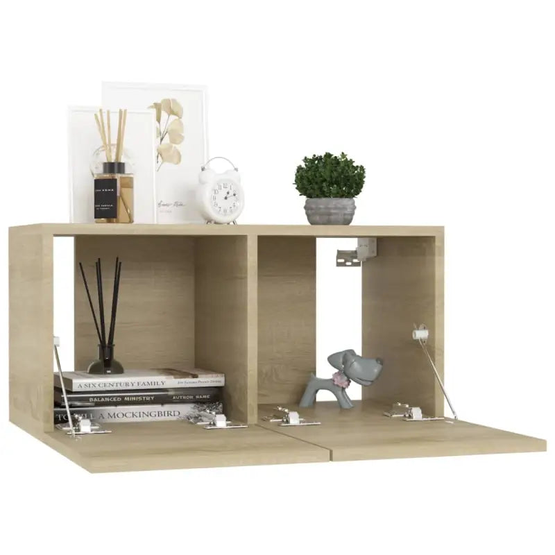 Tv-meubel van bewerkt hout met muurbevestiging voor een trendy uitstraling - Tv-meubels