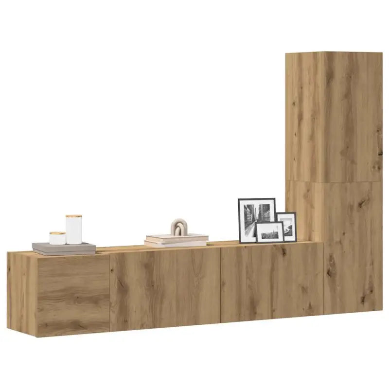 Tv-meubel van bewerkt hout met muurbevestiging voor een trendy uitstraling - artisanaal eikenkleurig / 1 / 100 cm