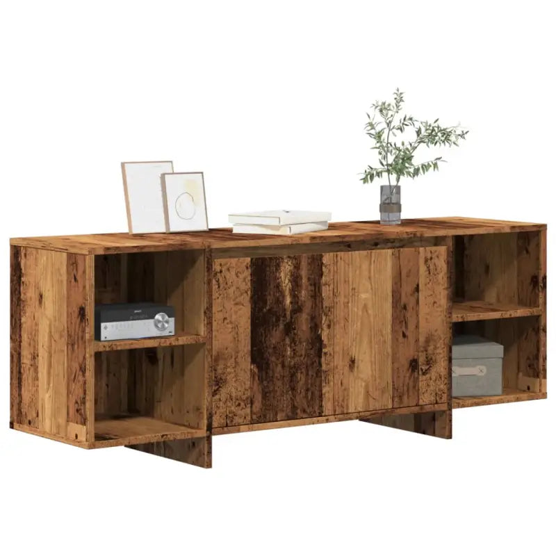 Tv-meubel van bewerkt hout met opberger voor dvd’s en elektronica - Oud hout / 1 - Tv-meubels