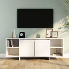 Tv-meubel van bewerkt hout met opberger voor dvd’s en elektronica - Wit / 1 - Tv-meubels