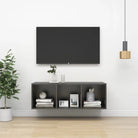Tv-meubel van bewerkt hout met opbergruimte en muurbevestiging - Grijs / 1 / 107 cm - Tv-meubels