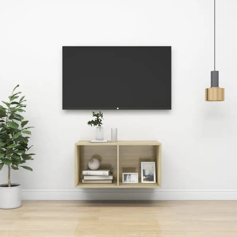 Tv-meubel van bewerkt hout met opbergruimte en muurbevestiging - Sonoma eiken / 1 / 72 cm - Tv-meubels