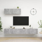 Tv meubel van bewerkt hout met opbergruimte voor een tijdloze uitstraling - Betongrijs / 3 / 100 cm - Tv-meubels