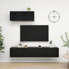 Tv meubel van bewerkt hout met opbergruimte voor een tijdloze uitstraling - Zwart / 3 / 80 cm - Tv-meubels