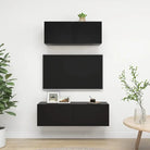 Tv meubel van bewerkt hout met opbergruimte voor een tijdloze uitstraling - Zwart / 2 / 80/100 cm - Tv-meubels