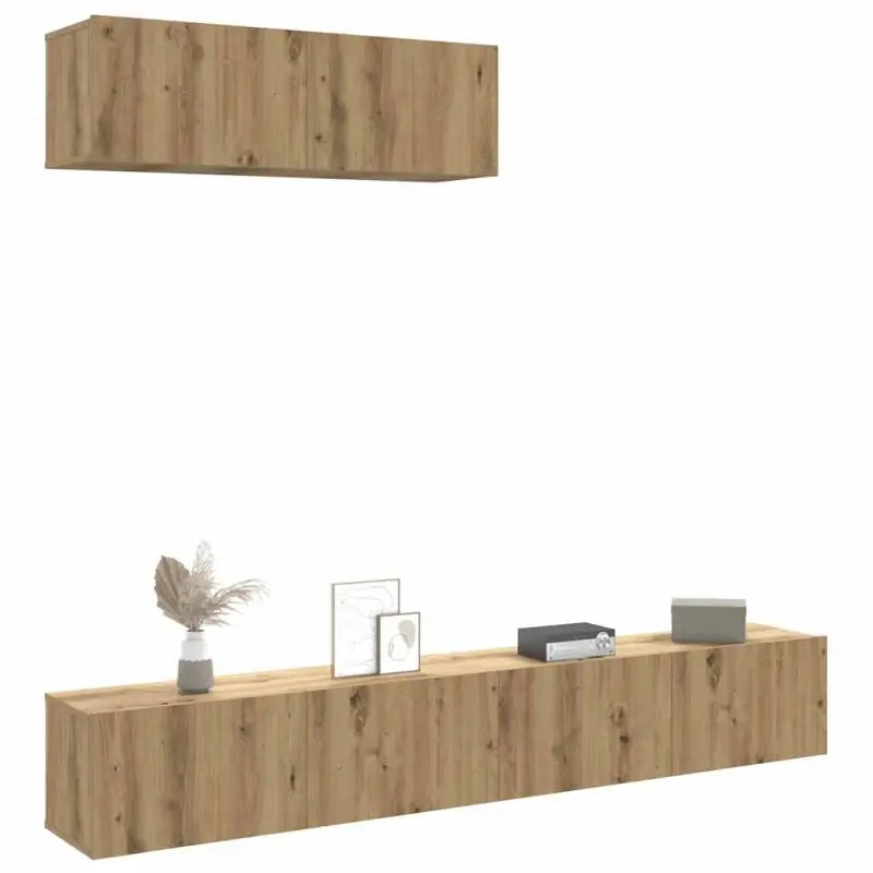 Tv meubel van bewerkt hout met opbergruimte voor een tijdloze uitstraling - artisanaal eikenkleurig / 3 / 100 cm