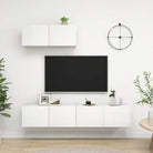 Tv meubel van bewerkt hout met opbergruimte voor een tijdloze uitstraling - Wit / 3 / 80 cm - Tv-meubels