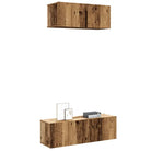 Tv meubel van bewerkt hout met opbergruimte voor een tijdloze uitstraling - Oud hout / 2 / 100 cm - Tv-meubels