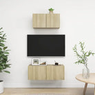 Tv meubel van bewerkt hout met opbergruimte voor een tijdloze uitstraling - Sonoma eiken / 2 / 60/80 cm - Tv-meubels