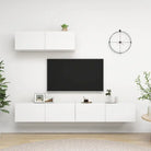 Tv meubel van bewerkt hout met opbergruimte voor een tijdloze uitstraling - Wit / 3 / 100 cm - Tv-meubels