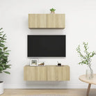 Tv meubel van bewerkt hout met opbergruimte voor een tijdloze uitstraling - Sonoma eiken / 2 / 80/100 cm - Tv-meubels