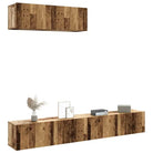Tv meubel van bewerkt hout met opbergruimte voor een tijdloze uitstraling - Oud hout / 3 / 100 cm - Tv-meubels