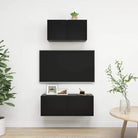 Tv meubel van bewerkt hout met opbergruimte voor een tijdloze uitstraling - Zwart / 2 / 60/80 cm - Tv-meubels