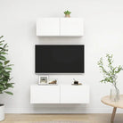 Tv meubel van bewerkt hout met opbergruimte voor een tijdloze uitstraling - Wit / 2 / 80/100 cm - Tv-meubels