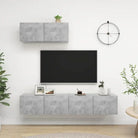 Tv meubel van bewerkt hout met opbergruimte voor een tijdloze uitstraling - Betongrijs / 3 / 80 cm - Tv-meubels