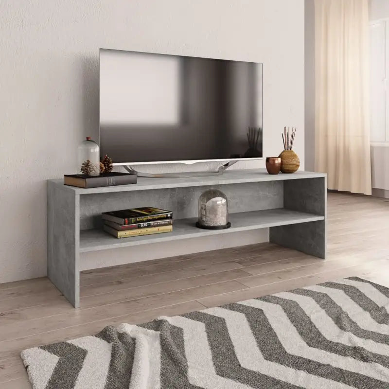 Tv-meubel van bewerkt hout met open vakkeel in vintage stijl - Betongrijs / 1 - Tv-meubels