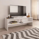Tv-meubel van bewerkt hout met open vakkeel in vintage stijl - Wit / 1 - Tv-meubels