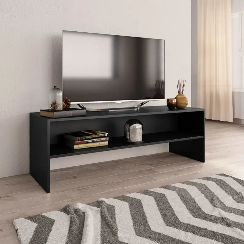 Tv-meubel van bewerkt hout met open vakkeel in vintage stijl - Zwart / 1 - Tv-meubels