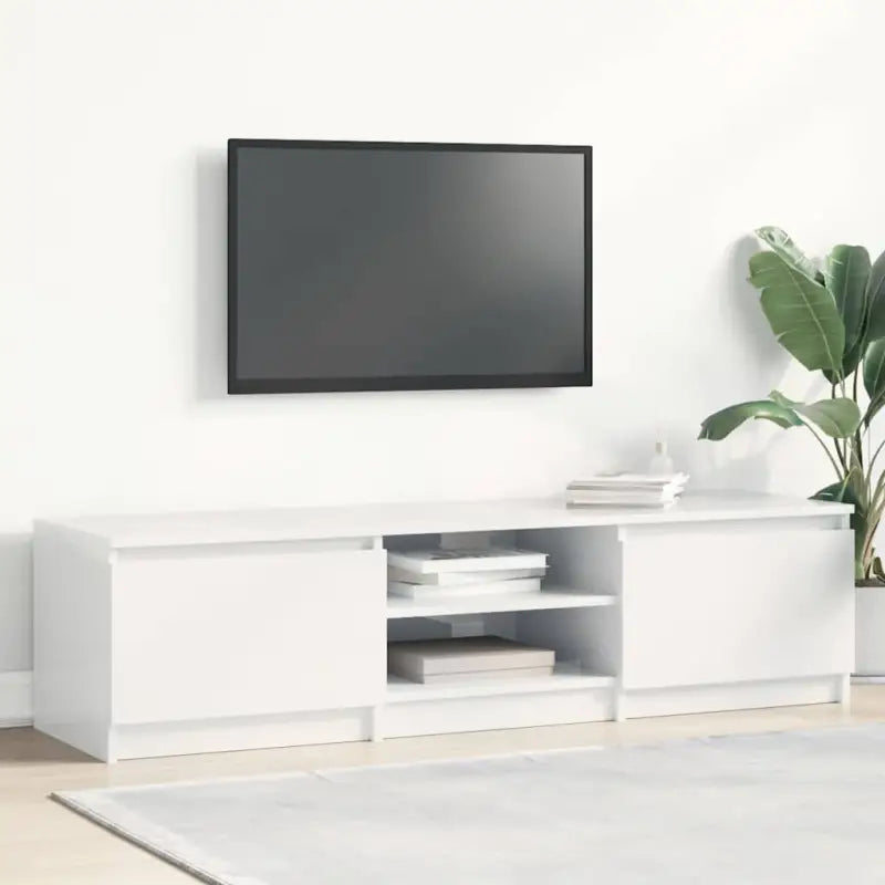 Tv-meubel van bewerkt hout met open vakken voor een klassieke stijl - Hoogglans wit / 1 - Tv-meubels