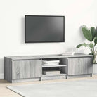Tv-meubel van bewerkt hout met open vakken voor een klassieke stijl - Grijs sonoma / 1 - Tv-meubels