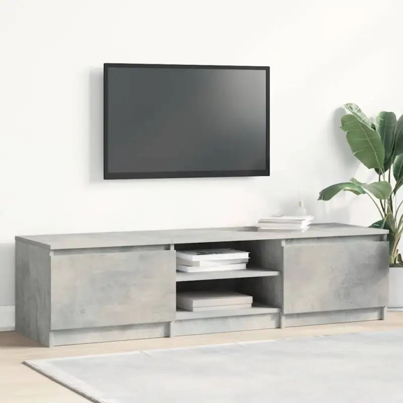 Tv-meubel van bewerkt hout met open vakken voor een klassieke stijl - Betongrijs / 1 - Tv-meubels