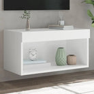 Tv-meubel van bewerkt hout met RGB LED-verlichting en stijlvol design - Wit / 1 / 60 cm - Tv-meubels