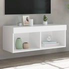 Tv-meubel van bewerkt hout met RGB LED-verlichting en stijlvol design - Wit / 1 / 80 cm - Tv-meubels