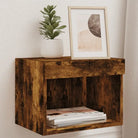 Tv-meubel van bewerkt hout met RGB LED-verlichting en stijlvol design - Gerookt eiken / 2 / 40 cm - Tv-meubels