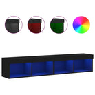 Tv-meubel van bewerkt hout met RGB LED-verlichting en stijlvol design - Tv-meubels