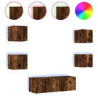 Tv-meubel van bewerkt hout met RGB LED-verlichting in gerookt eiken - Tv-meubels
