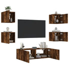 Tv-meubel van bewerkt hout met RGB LED-verlichting in gerookt eiken - Tv-meubels