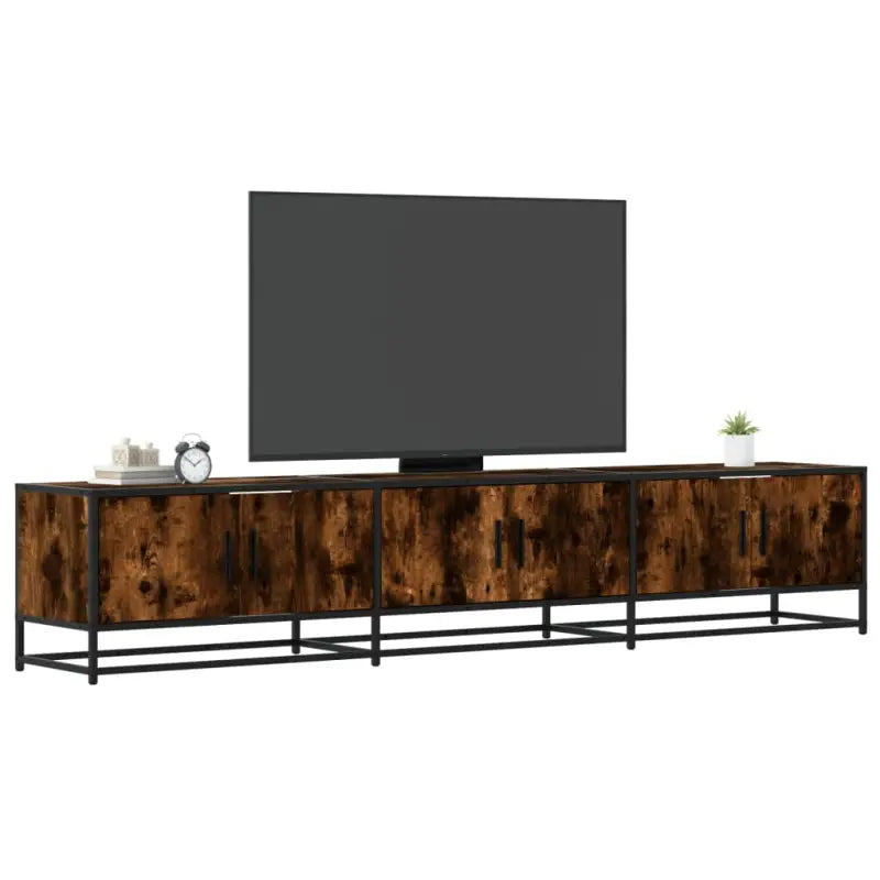 Tv-meubel van bewerkt hout met ruime opbergruimte - Gerookt eiken / 1 / 210 cm - Tv-meubels