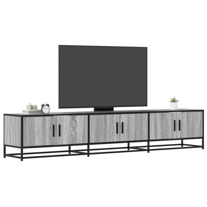 Tv-meubel van bewerkt hout met ruime opbergruimte - Grijs sonoma / 1 / 210 cm - Tv-meubels