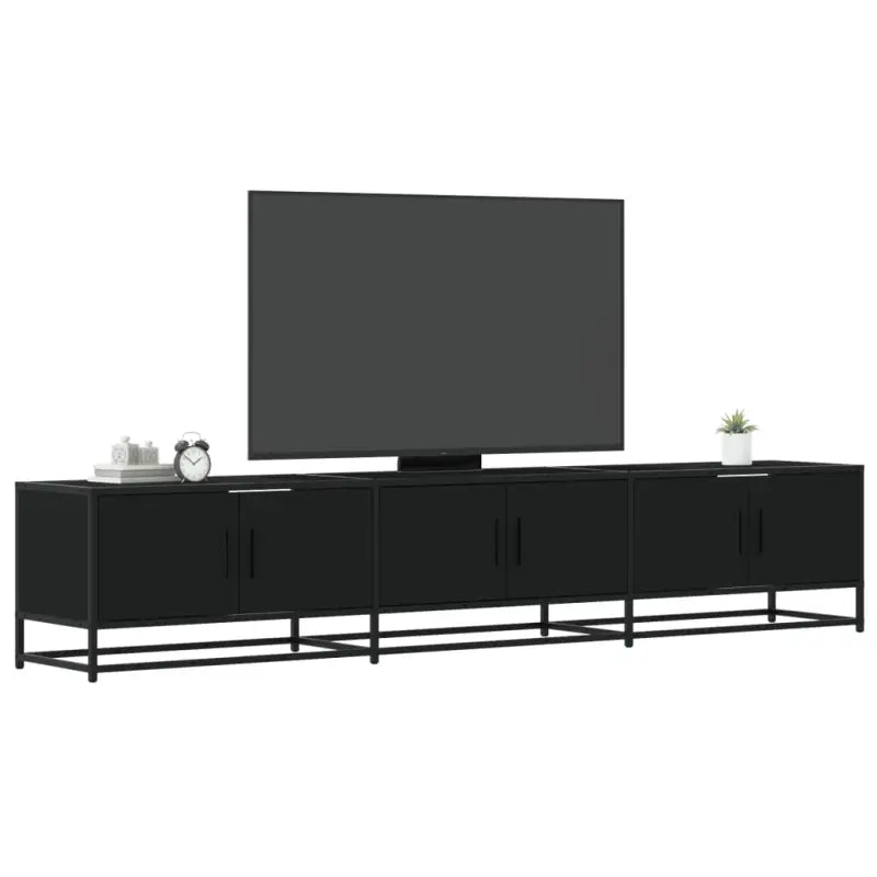 Tv-meubel van bewerkt hout met ruime opbergruimte - Zwart / 1 / 210 cm - Tv-meubels