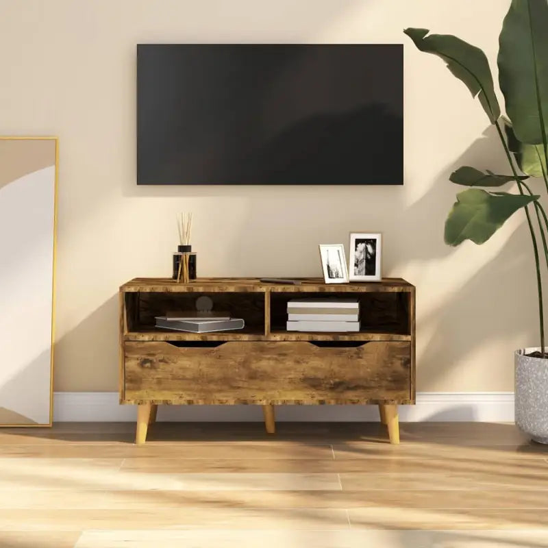 Tv-meubel van bewerkt hout met stevig en praktisch ontwerp - Gerookt eiken / 1 - Tv-meubels