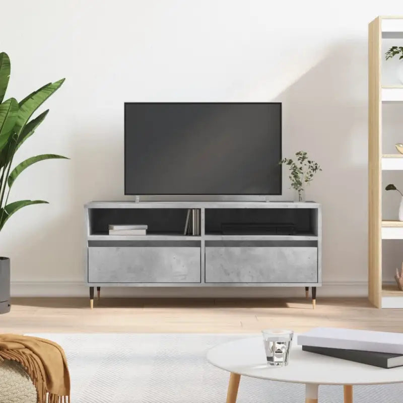 Tv-meubel van bewerkt hout met stevige ijzeren poten en opbergruimte - Betongrijs / 1 - Tv-meubels