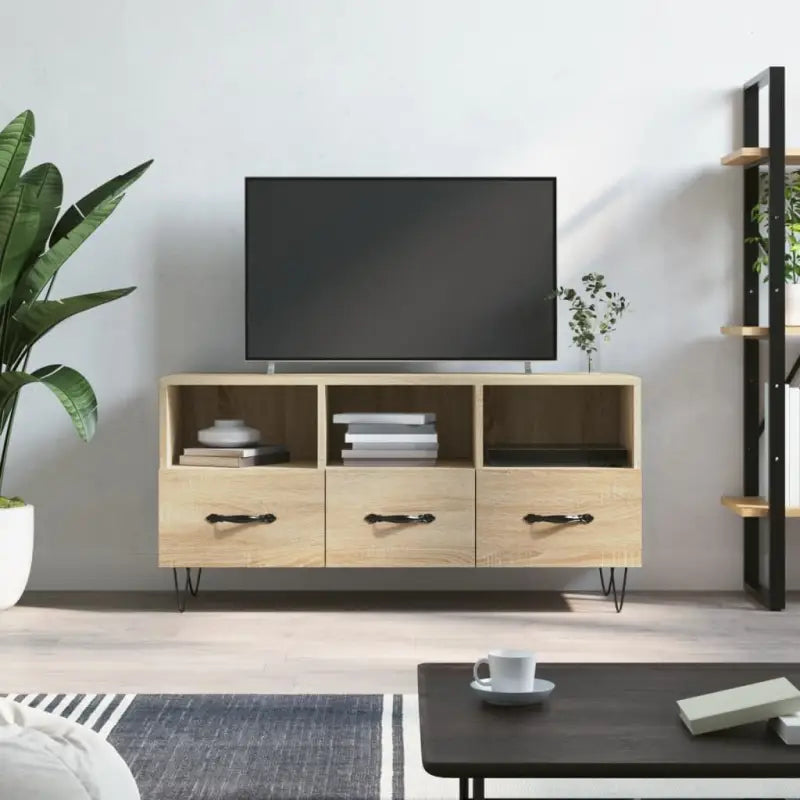Tv-meubel van bewerkt hout met stevige ijzeren poten - Tv-meubels