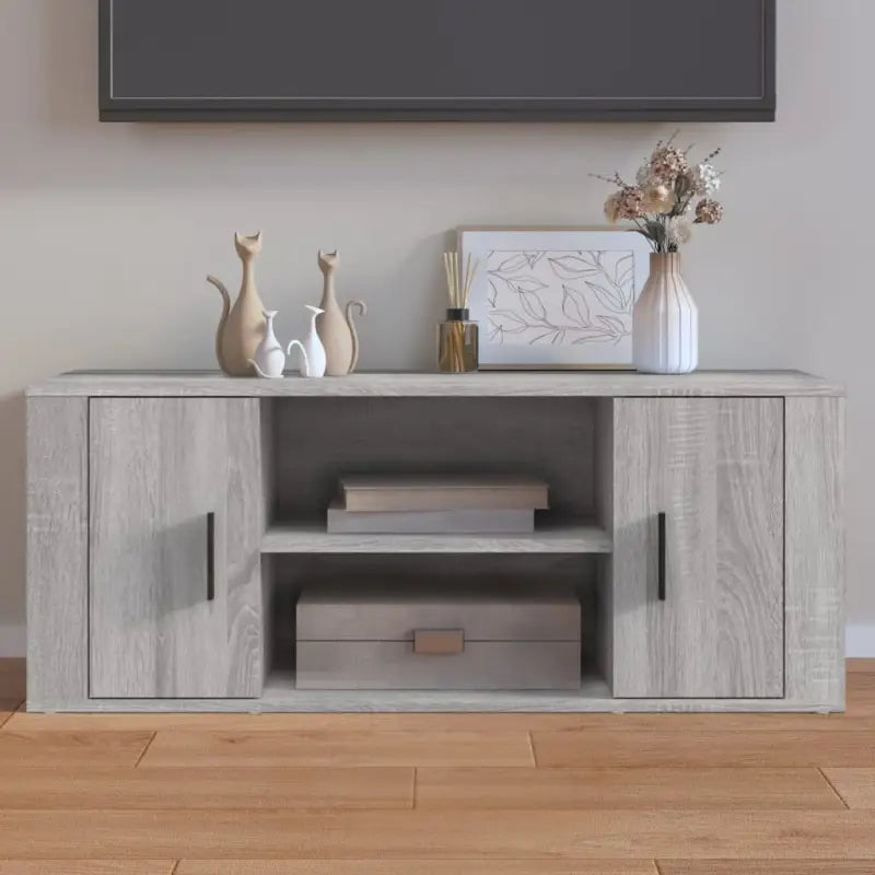 Tv-meubel van bewerkt hout met stijl en stevigheid - Grijs sonoma / 1 - Tv-meubels