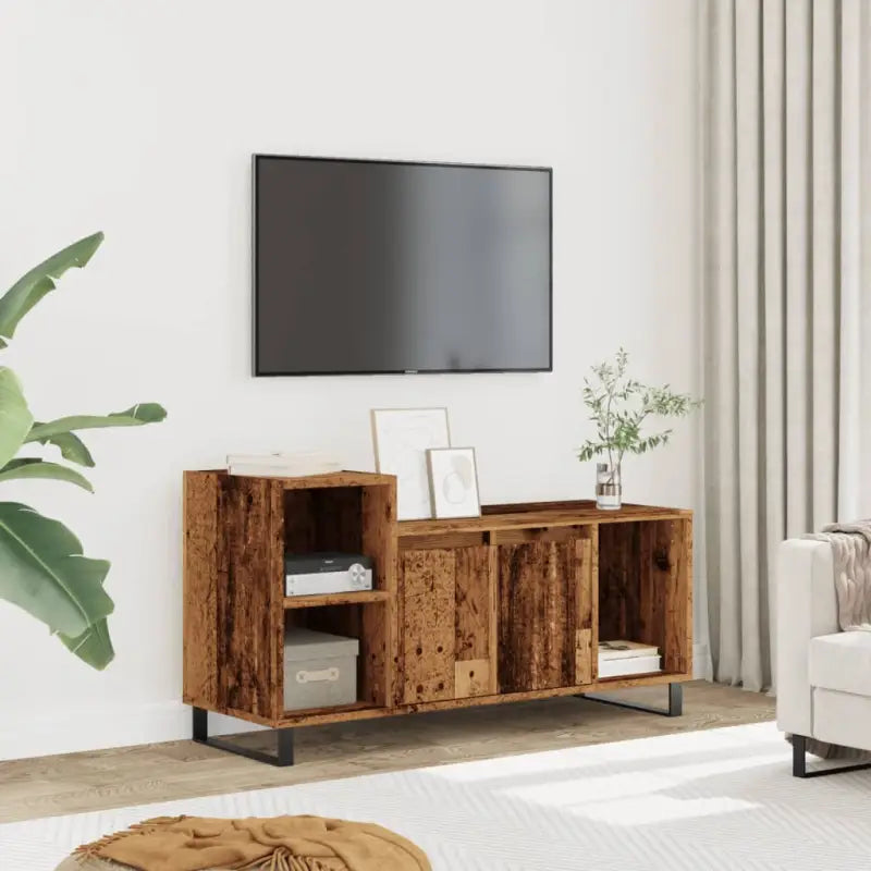 Tv-meubel van bewerkt hout met trendy en praktisch design - Oud hout / 1 - Tv-meubels