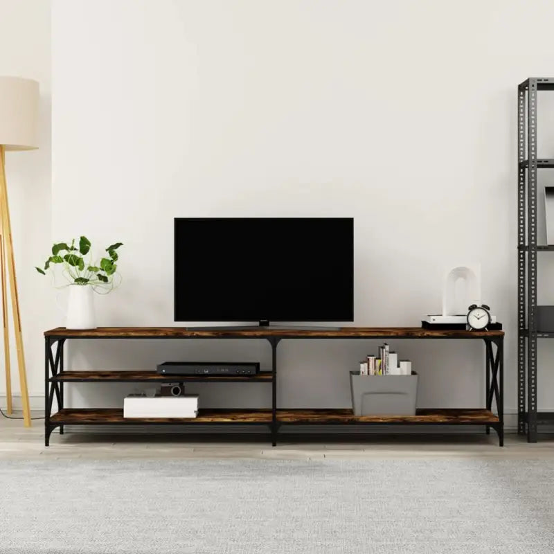 Tv-meubel van bewerkt hout met trendy en praktisch ontwerp - Gerookt eiken / 1 - Tv-meubels