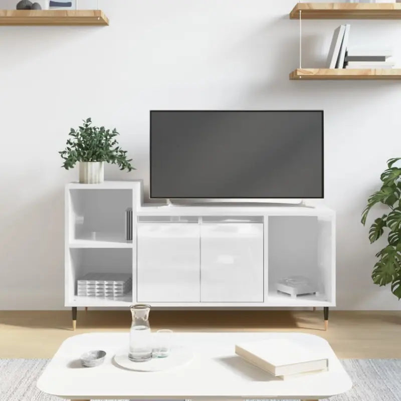 Tv-meubel van bewerkt hout met trendy en praktisch ontwerp - Hoogglans wit / 1 - Tv-meubels
