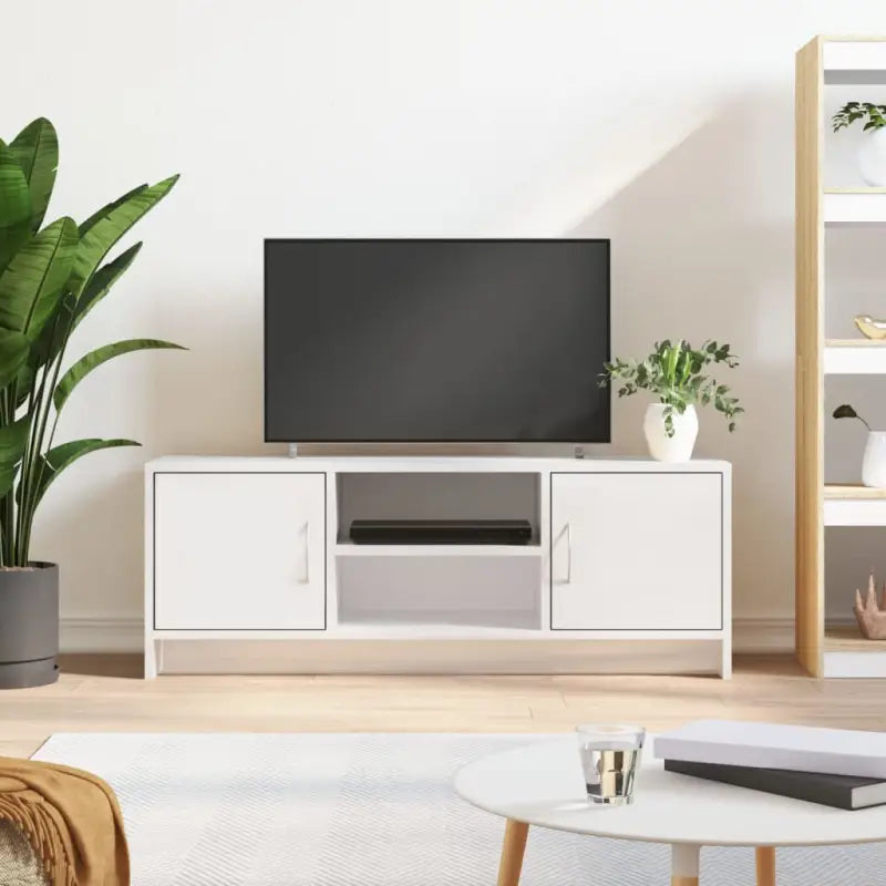 Tv-meubel van bewerkt hout met trendy en praktisch ontwerp - Hoogglans wit / 1 - Tv-meubels