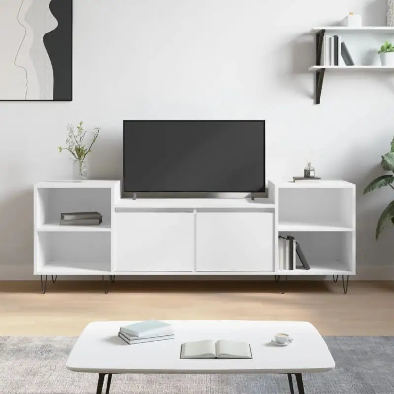 Tv-meubel van bewerkt hout met trendy en praktisch ontwerp - Wit / 1 - Tv-meubels