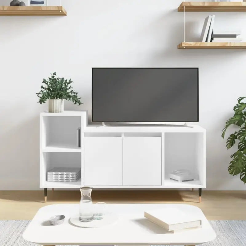 Tv-meubel van bewerkt hout met trendy en praktisch ontwerp - Wit / 1 - Tv-meubels