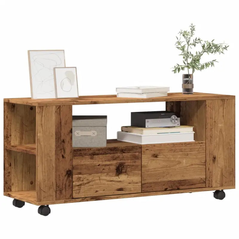 Tv-meubel van bewerkt hout met trendy en praktische stijl - Oud hout / 1 - Tv-meubels